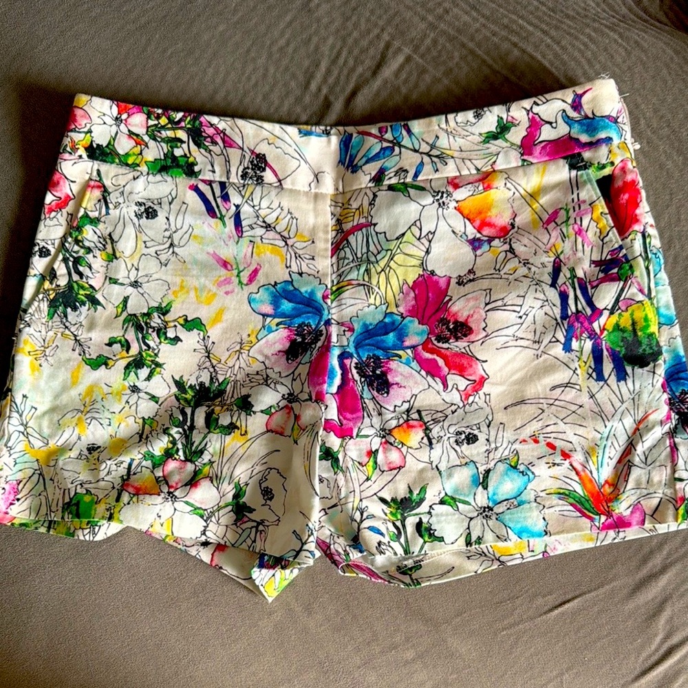 Express Watercolor Multicolor Floral Shorts Size 2